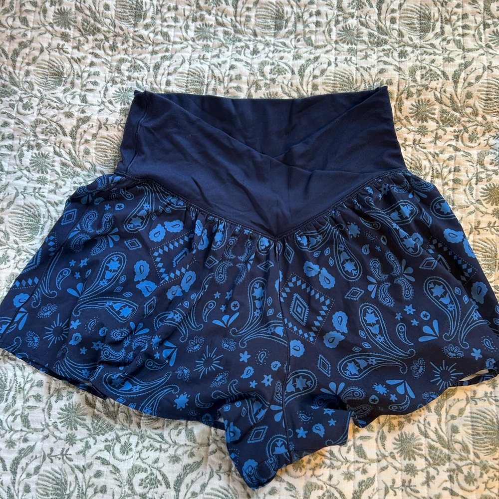 Aerie Navy Blue Paisley Shorts